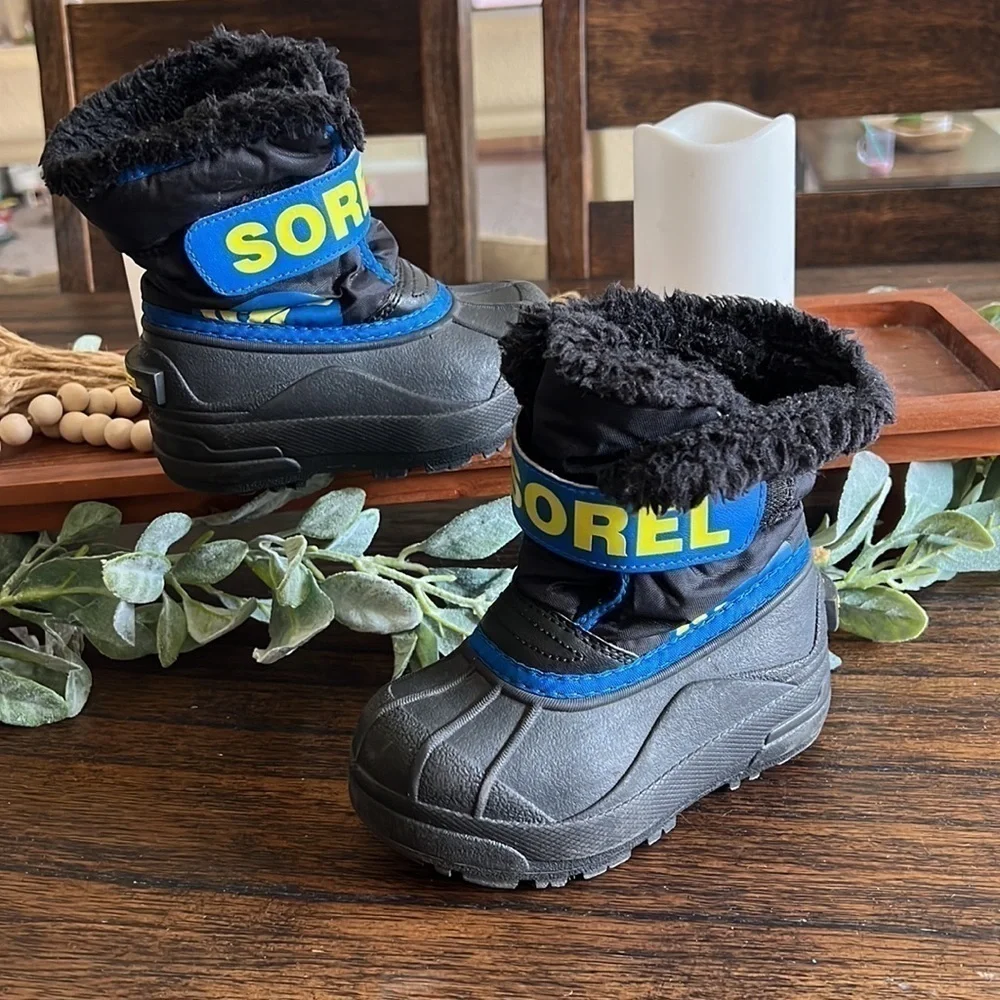 Sorel toddler winter boot Snow Commander black/super blue | size 8